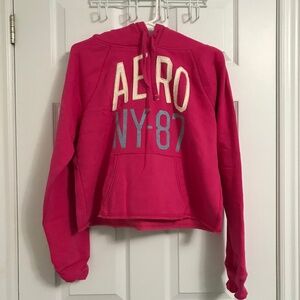 Y2K Aeropostale NY-87 Hoodie Sweater L Pink Blue White Long Sleeve